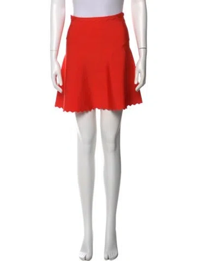 Pre-owned Herve Leger Scalloped Accent Mini Skirt In Orange
