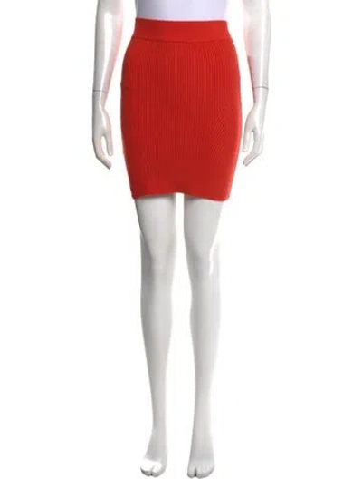 Pre-owned Herve Leger Scalloped Accent Mini Skirt In Orange