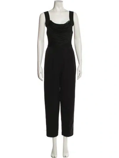 Pre-owned Herve Leger Scoop Neck Jumpsuit In Black