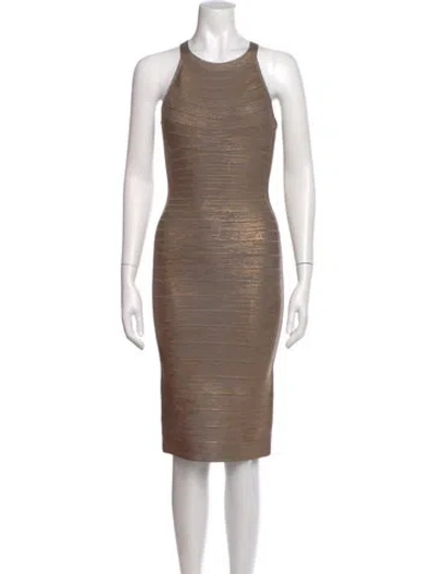 Pre-owned Herve Leger Scoop Neck Knee-length Dress