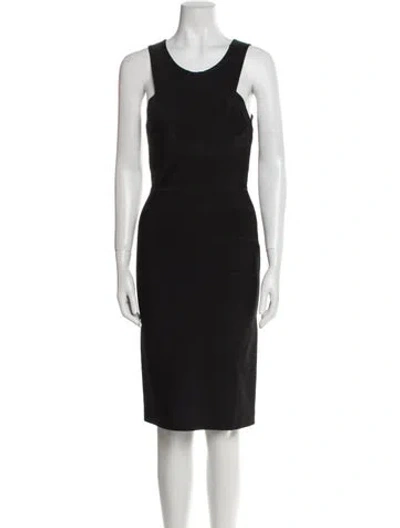 Pre-owned Herve Leger Scoop Neck Knee-length Dress In Black