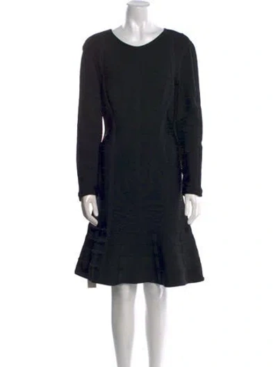 Pre-owned Herve Leger Scoop Neck Knee-length Dress In Black