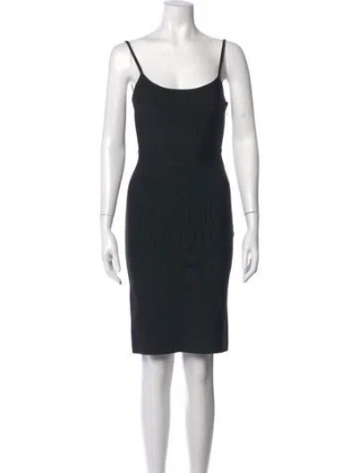 Pre-owned Herve Leger Scoop Neck Knee-length Dress In Black