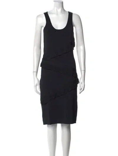 Pre-owned Herve Leger Scoop Neck Knee-length Dress In Black