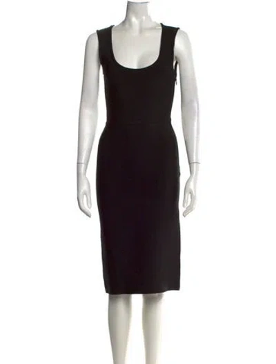 Pre-owned Herve Leger Scoop Neck Knee-length Dress In Black