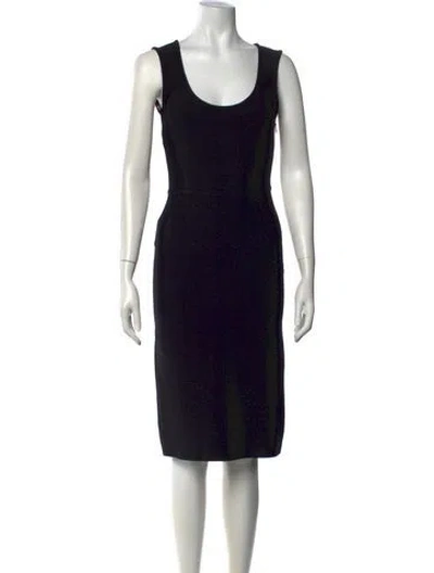 Pre-owned Herve Leger Scoop Neck Knee-length Dress In Black