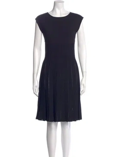 Pre-owned Herve Leger Scoop Neck Knee-length Dress In Blue