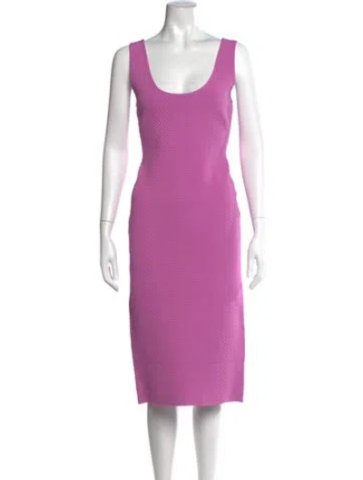 Pre-owned Herve Leger Scoop Neck Knee-length Dress In Pink