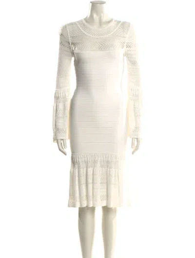 Pre-owned Herve Leger Scoop Neck Knee-length Dress W/ Tags In Neutral