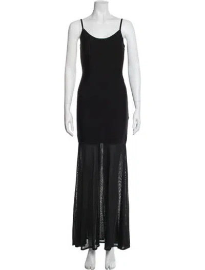 Pre-owned Herve Leger Scoop Neck Long Dress In Black