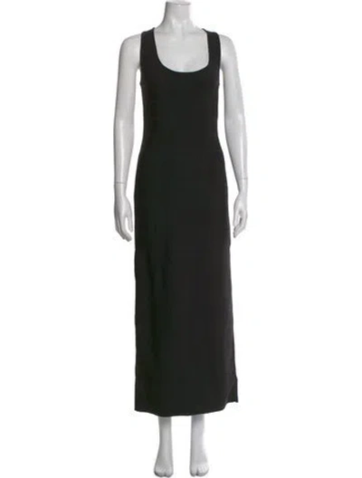 Pre-owned Herve Leger Scoop Neck Long Dress In Black