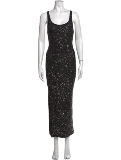 Pre-owned Herve Leger Scoop Neck Long Dress In Black