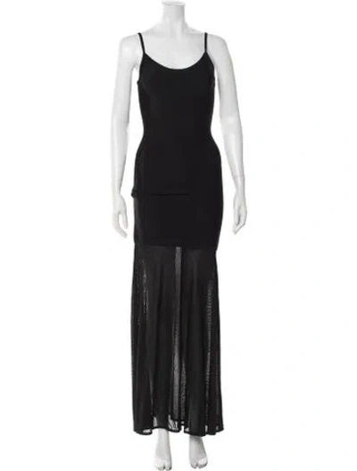 Pre-owned Herve Leger Scoop Neck Long Dress In Black