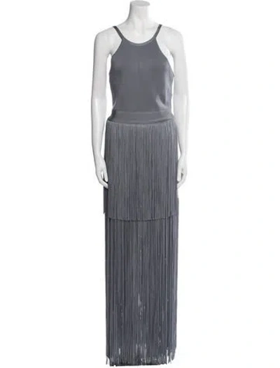 Pre-owned Herve Leger Scoop Neck Long Dress In Gray