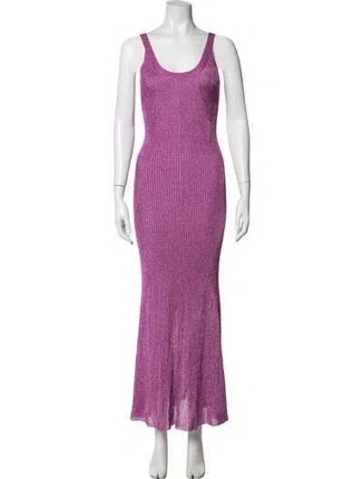 Pre-owned Herve Leger Scoop Neck Long Dress In Purple