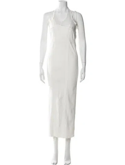 Pre-owned Herve Leger Scoop Neck Long Dress W/ Tags In White