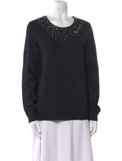 Pre-owned Herve Leger Scoop Neck Long Sleeve Sweatshirt In Black