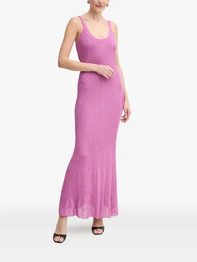 Herve Leger Scoop-neck Maxi Dress In Pink
