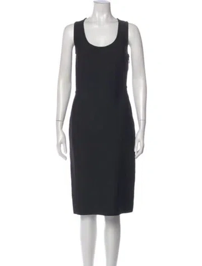 Pre-owned Herve Leger Scoop Neck Midi Length Dress In Black