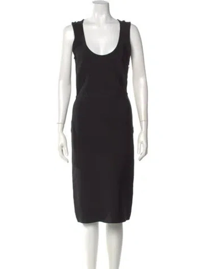 Pre-owned Herve Leger Scoop Neck Midi Length Dress In Black