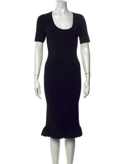 Pre-owned Herve Leger Scoop Neck Midi Length Dress In Black