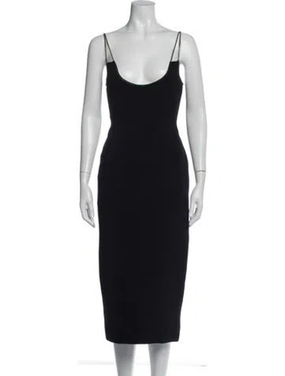 Pre-owned Herve Leger Scoop Neck Midi Length Dress In Blue