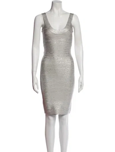 Pre-owned Herve Leger Scoop Neck Mini Dress