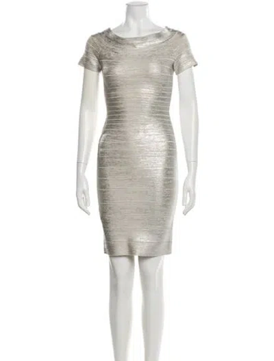 Pre-owned Herve Leger Scoop Neck Mini Dress
