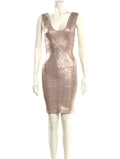 Pre-owned Herve Leger Scoop Neck Mini Dress