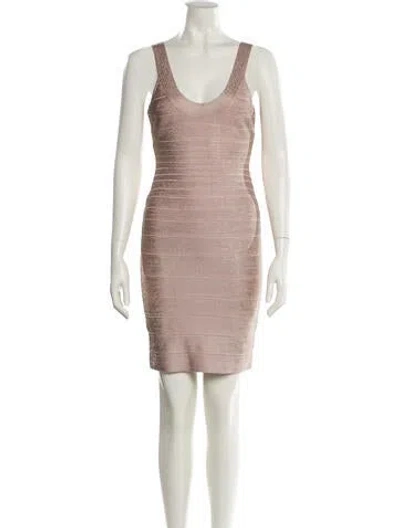 Pre-owned Herve Leger Scoop Neck Mini Dress