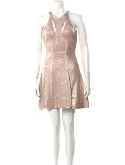 Pre-owned Herve Leger Scoop Neck Mini Dress