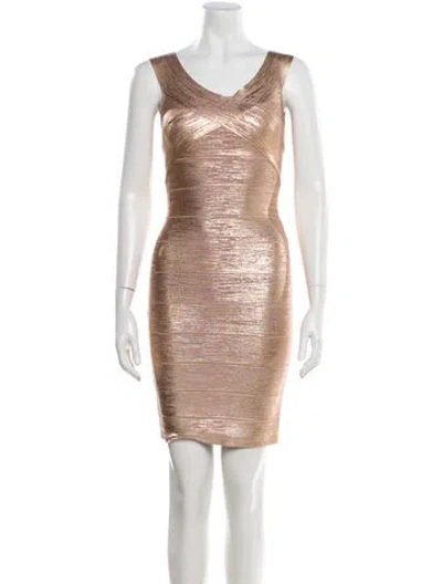 Pre-owned Herve Leger Scoop Neck Mini Dress