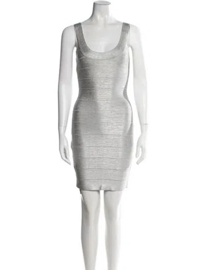 Pre-owned Herve Leger Scoop Neck Mini Dress
