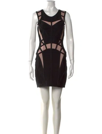 Pre-owned Herve Leger Scoop Neck Mini Dress