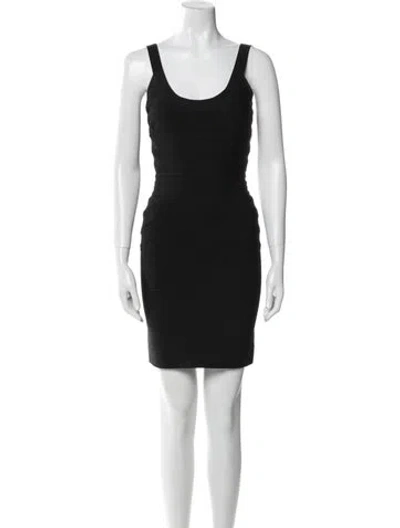 Pre-owned Herve Leger Scoop Neck Mini Dress In Black