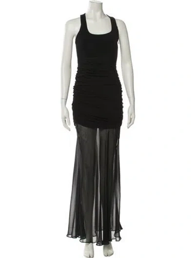 Pre-owned Herve Leger Scoop Neck Mini Dress In Black