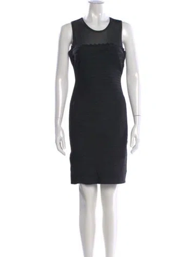 Pre-owned Herve Leger Scoop Neck Mini Dress In Black