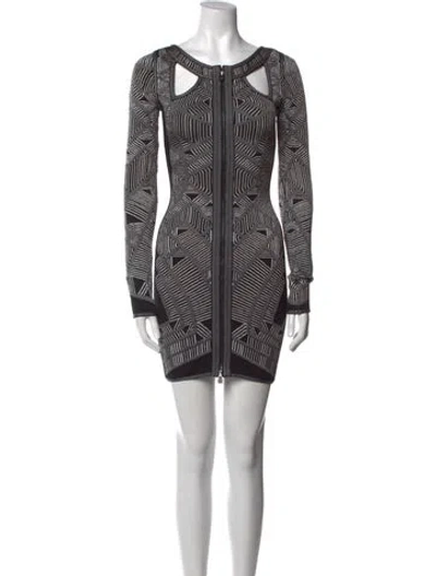 Pre-owned Herve Leger Scoop Neck Mini Dress In Black