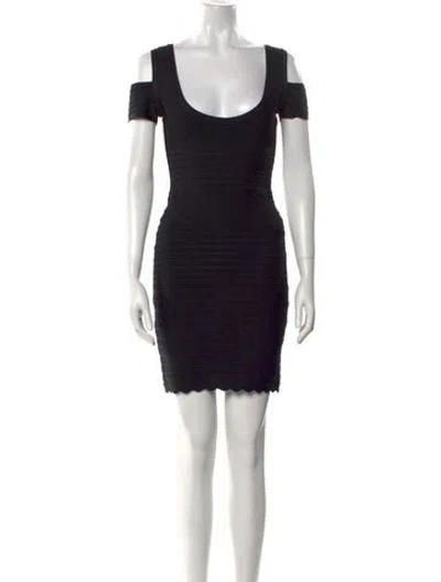 Pre-owned Herve Leger Scoop Neck Mini Dress In Black