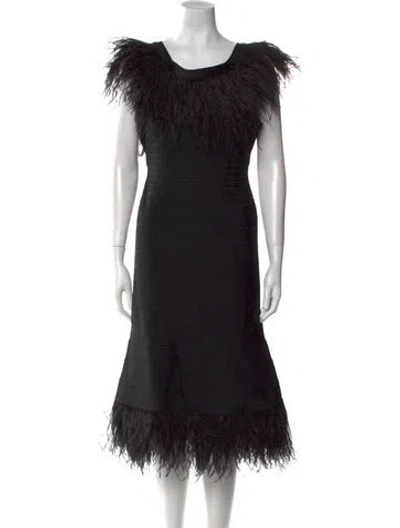 Pre-owned Herve Leger Scoop Neck Mini Dress In Black