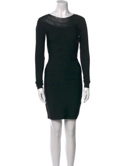 Pre-owned Herve Leger Scoop Neck Mini Dress In Black