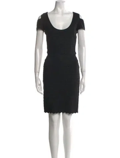 Pre-owned Herve Leger Scoop Neck Mini Dress In Black