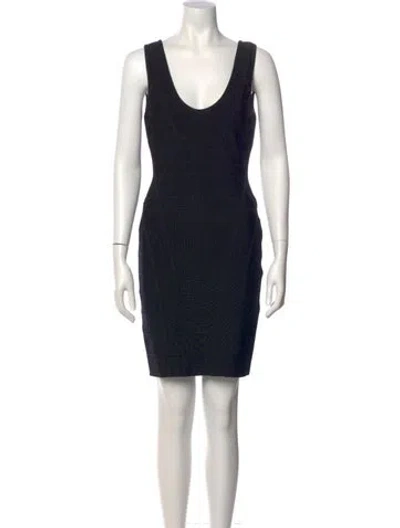 Pre-owned Herve Leger Scoop Neck Mini Dress In Black