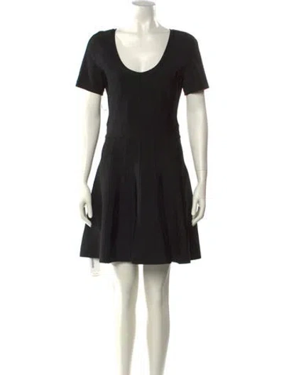 Pre-owned Herve Leger Scoop Neck Mini Dress In Black