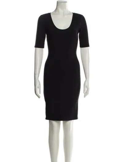 Pre-owned Herve Leger Scoop Neck Mini Dress In Black