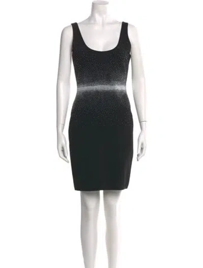 Pre-owned Herve Leger Scoop Neck Mini Dress In Black