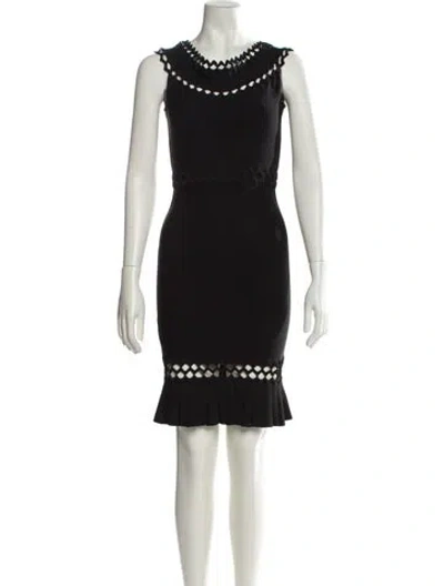 Pre-owned Herve Leger Scoop Neck Mini Dress In Black