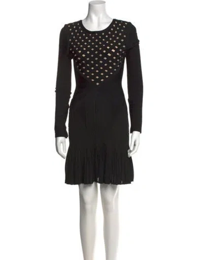 Pre-owned Herve Leger Scoop Neck Mini Dress In Black