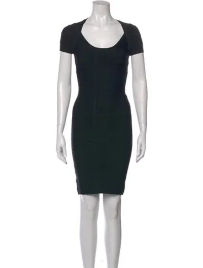Pre-owned Herve Leger Scoop Neck Mini Dress In Black