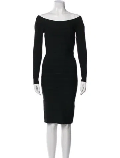 Pre-owned Herve Leger Scoop Neck Mini Dress In Black